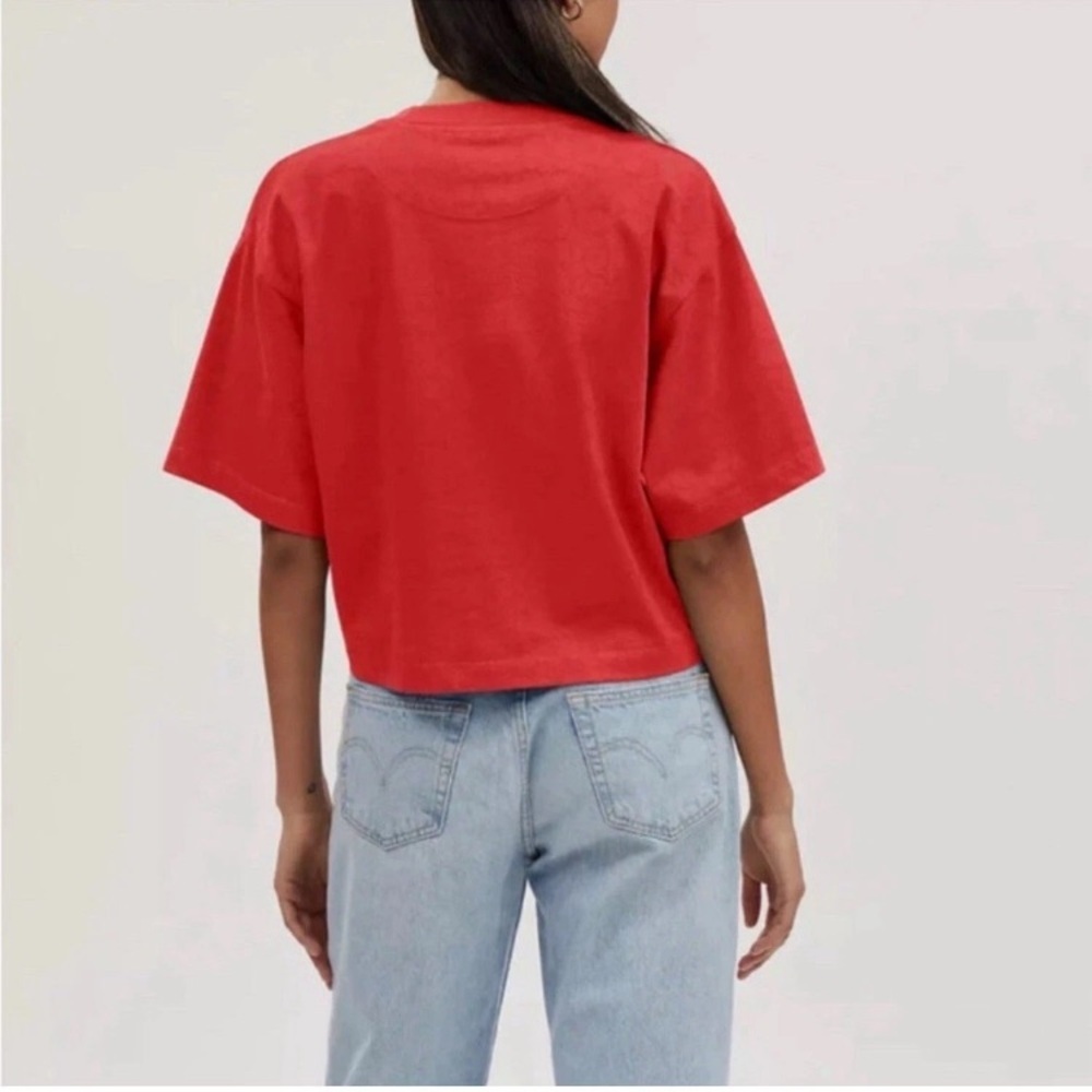 Coach Women's Signature C Large Red Cropped T-Shirt NWT - Picture 3 of 6